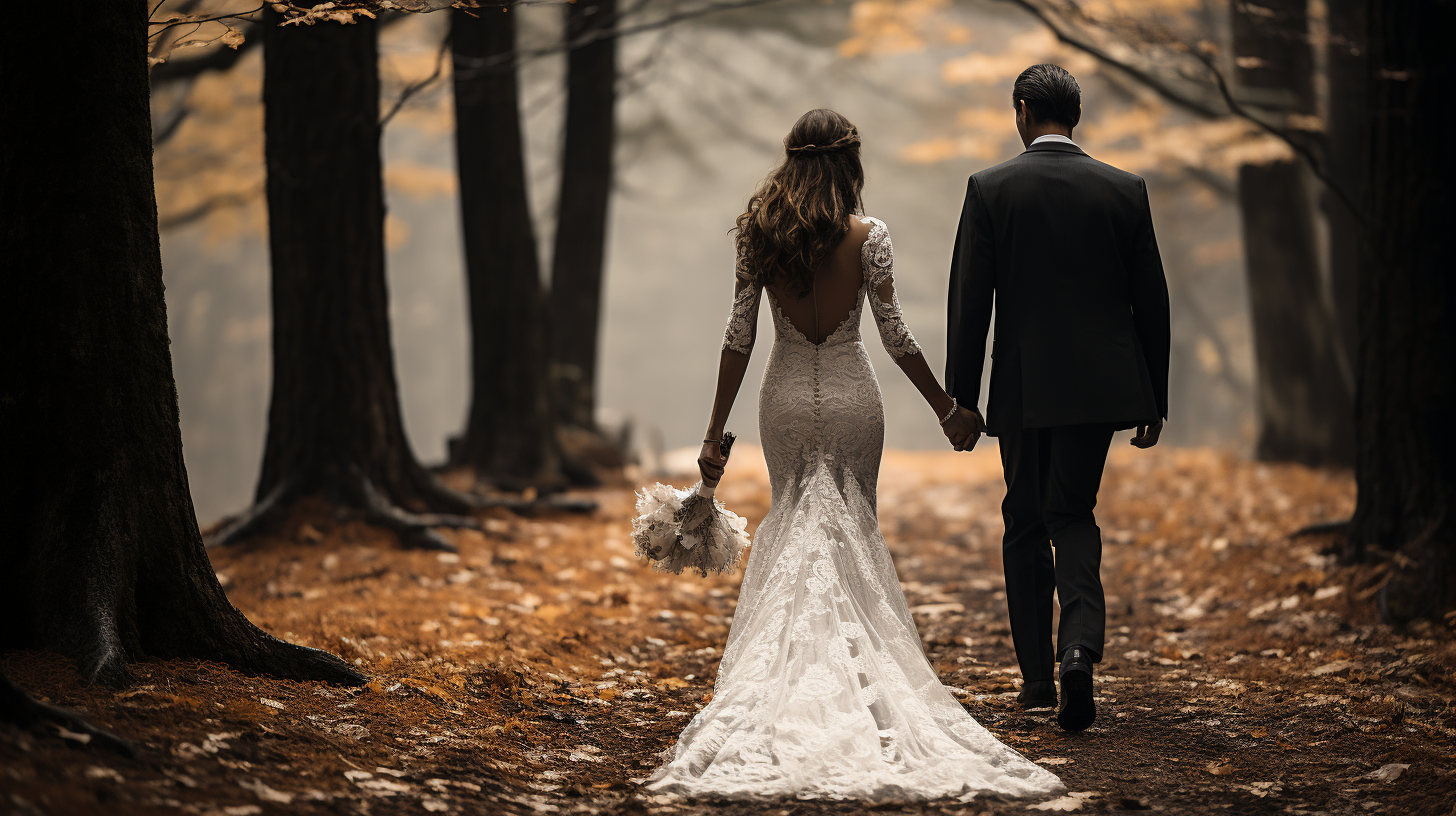 Emotional bride and father walking at wedding