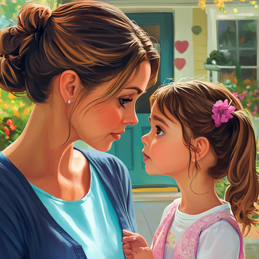 Mother Daughter Kindergarten Emotional Scene