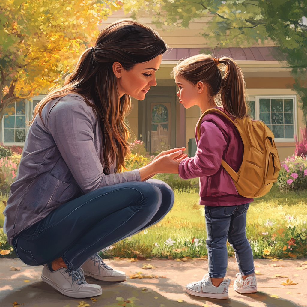 Mother Daughter Kindergarten Magic Illustration