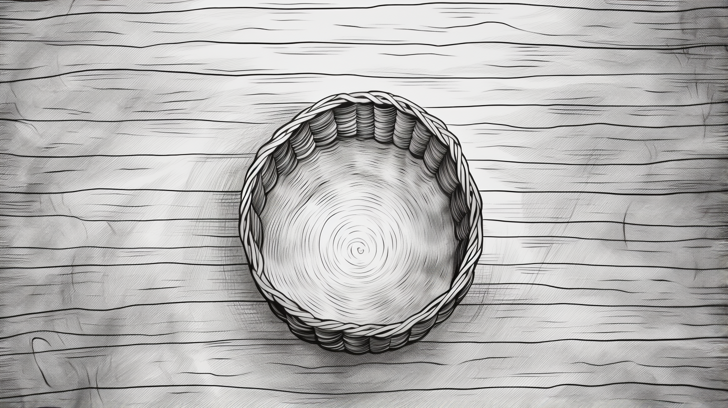 Blackline drawing of an empty basket