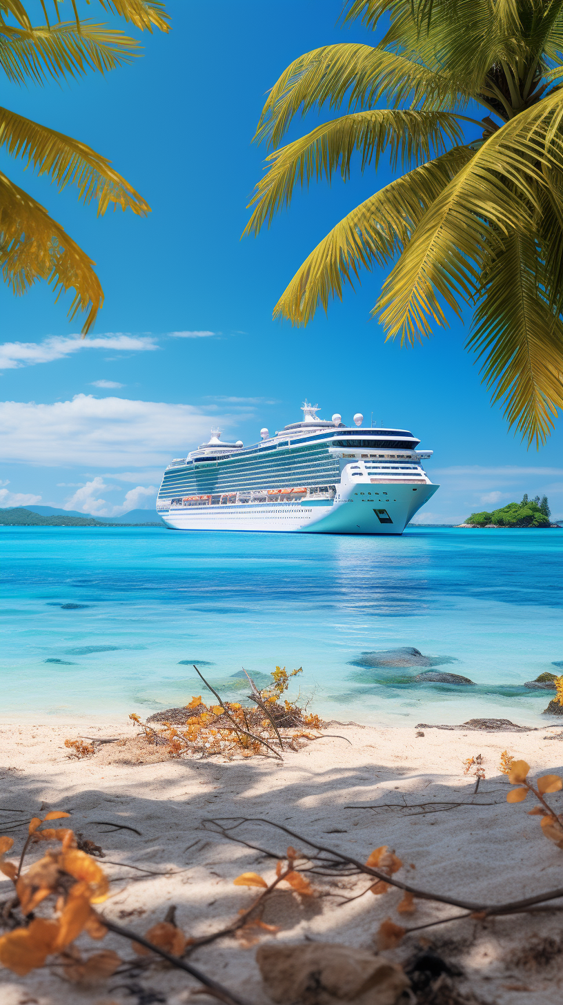 Beach view with cruise ship