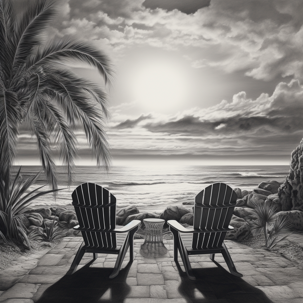 Two chairs with ocean backdrop