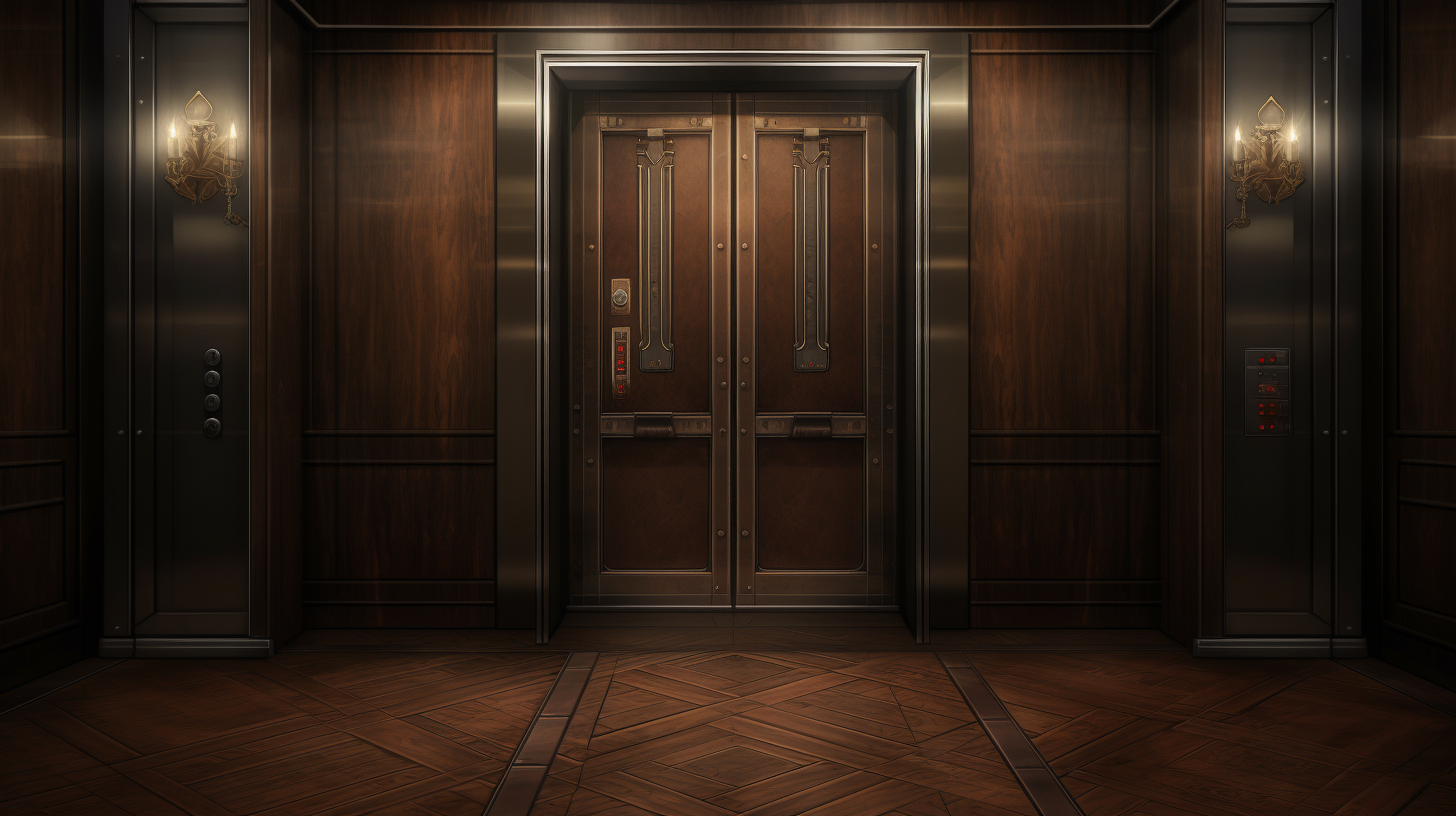 Hyperealistic empty elevator with buttons and door