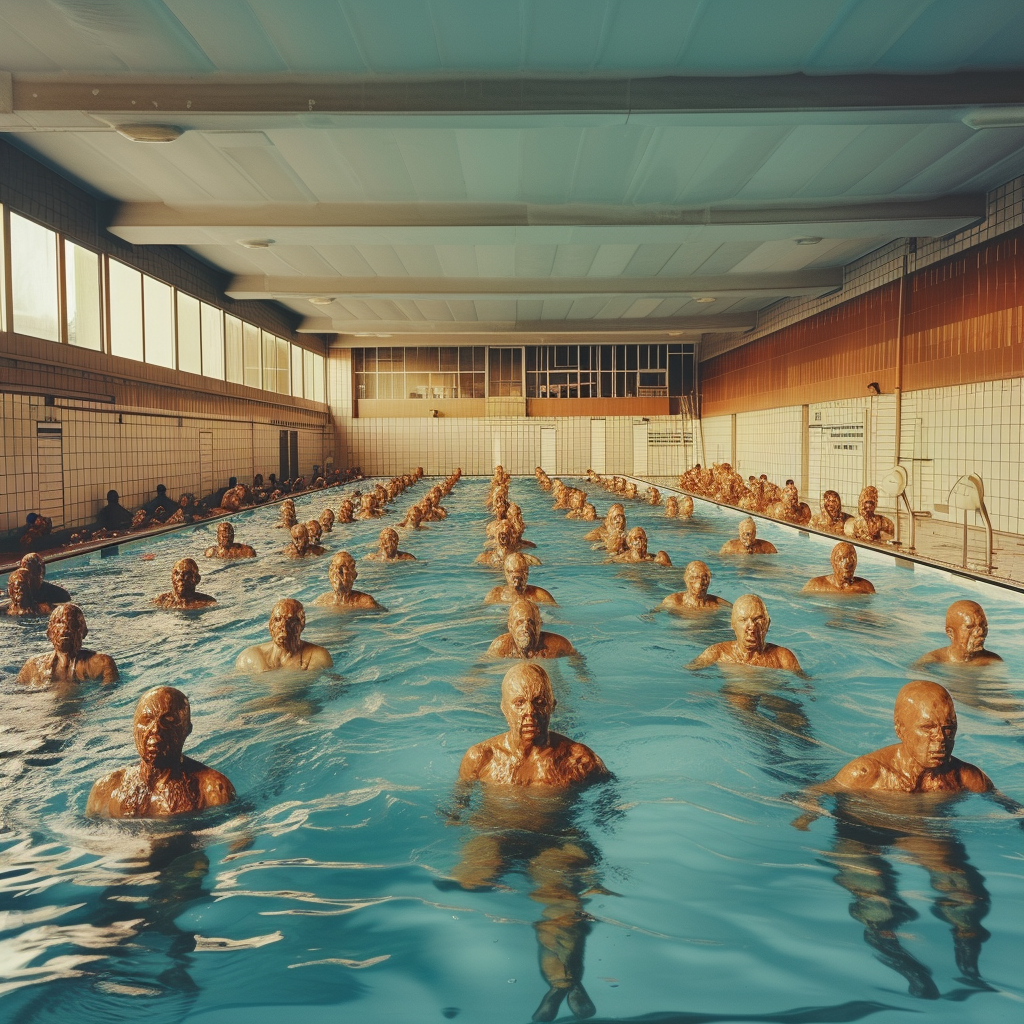 Empty greasy hairy swimming pool