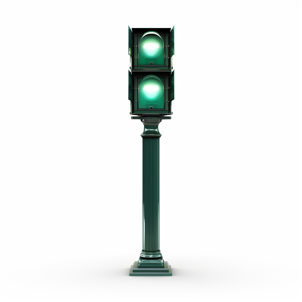 Empty green road signal on white background