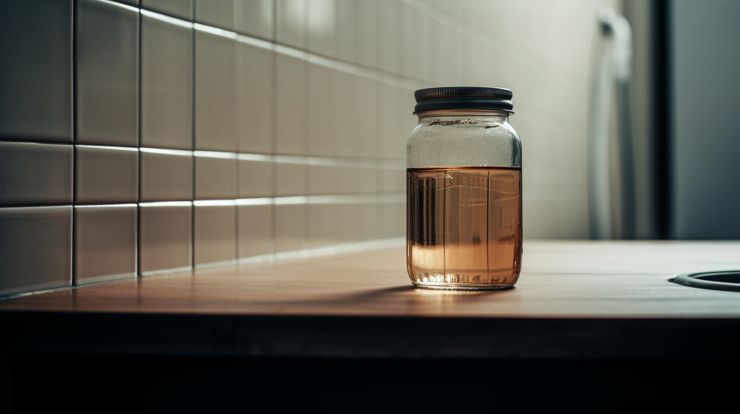 Closeup of Empty Jar in Public Restroom Sink