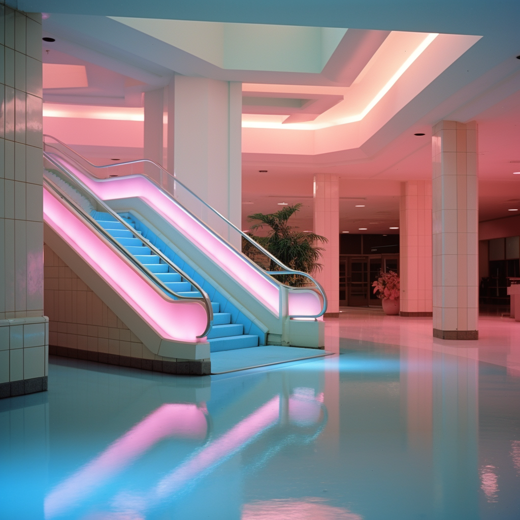 Vintage mall with water fountain