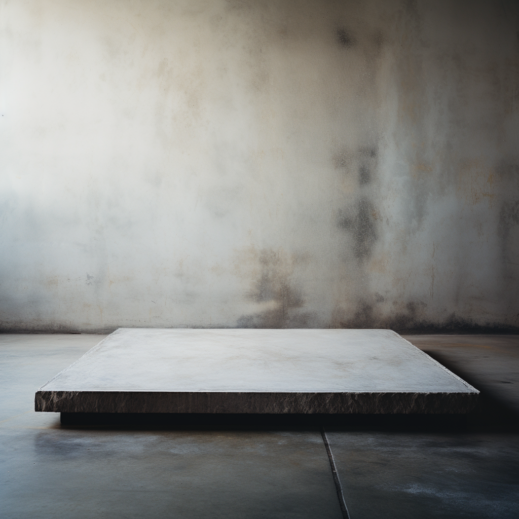 Empty marble slab on concrete table