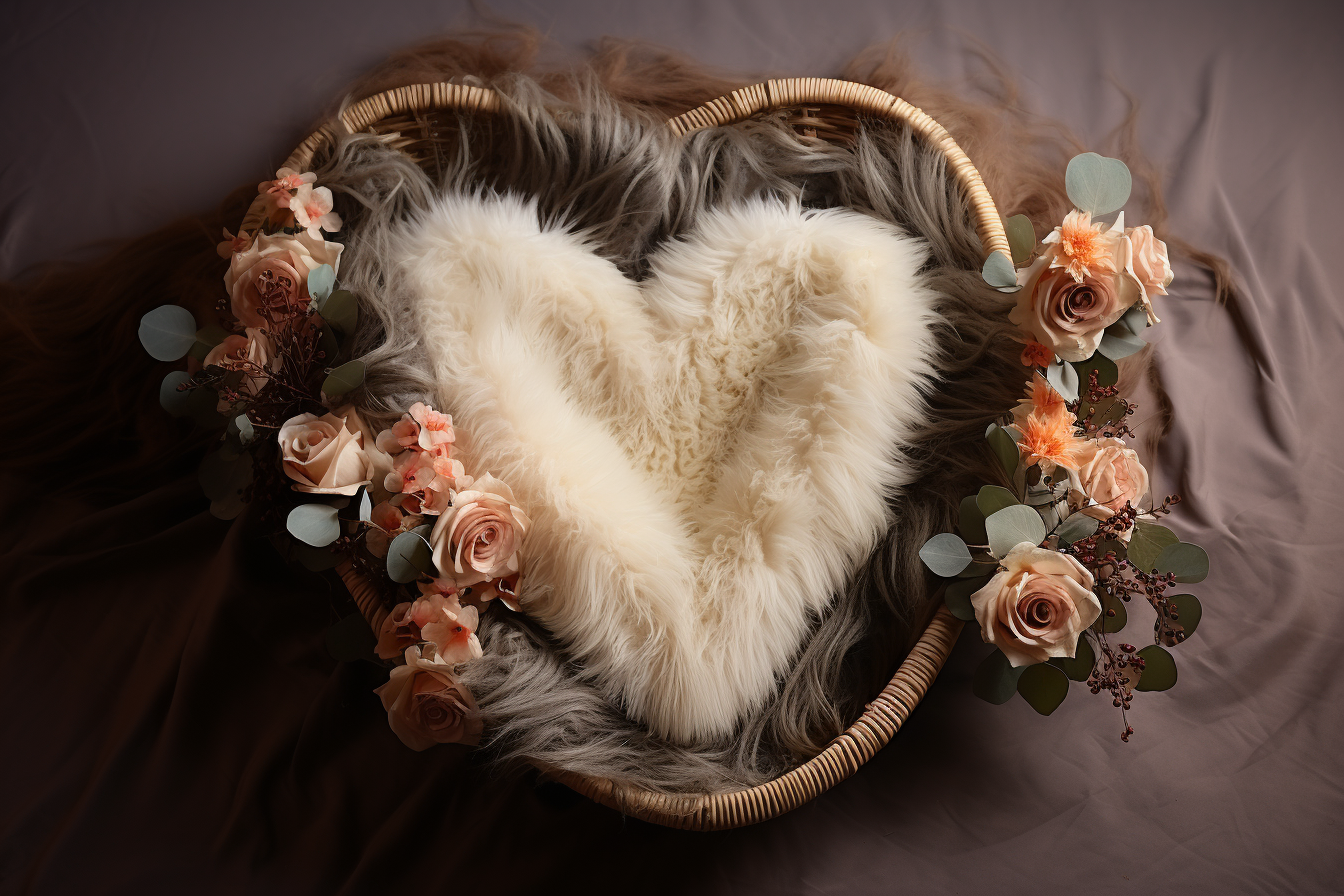 Empty Moses Heart Basket with Fluffy Blanket