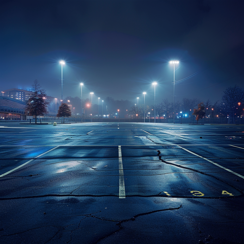 Empty parking lot rave stadium night