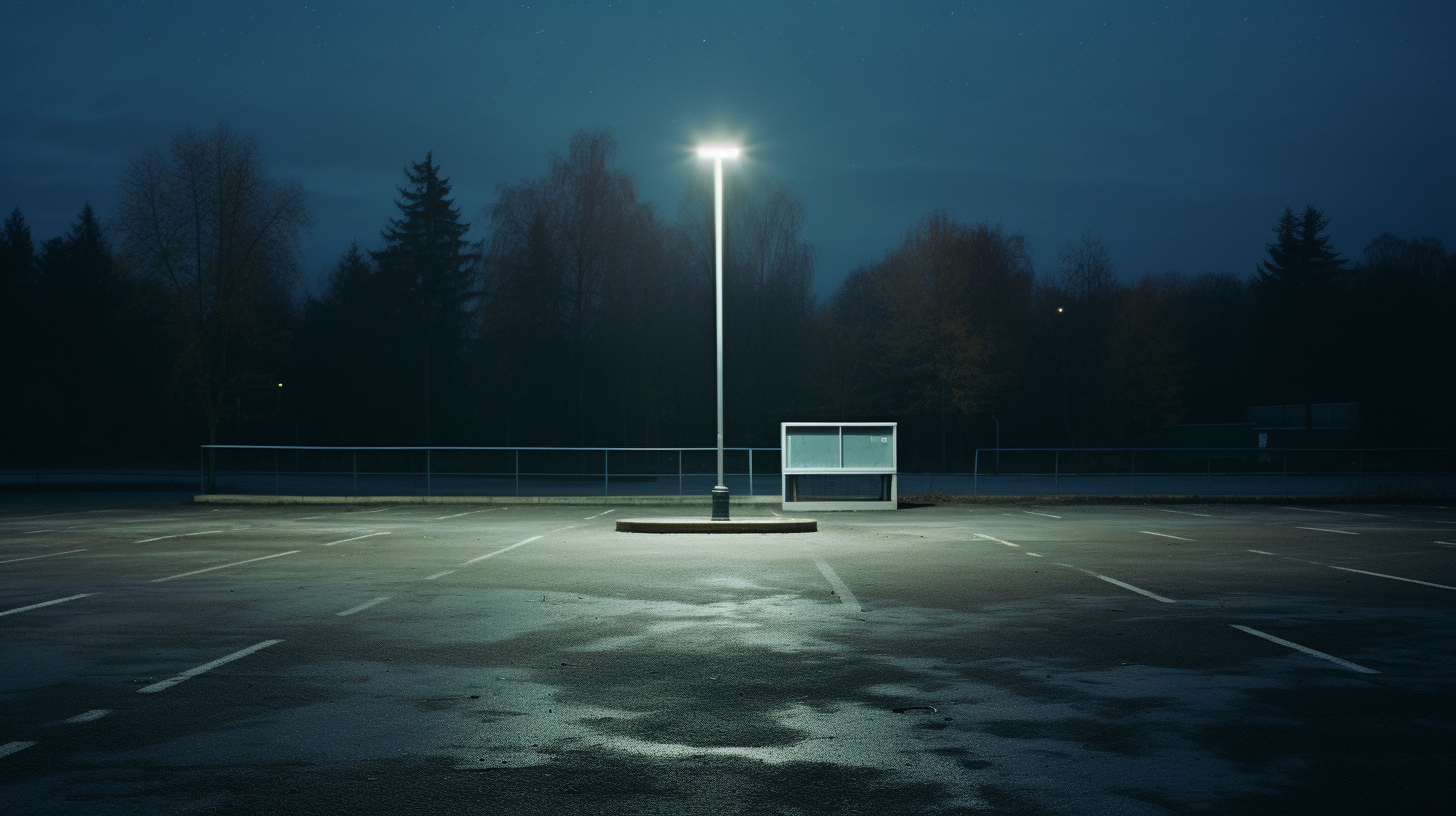 Night sky above empty parking space in Sweden