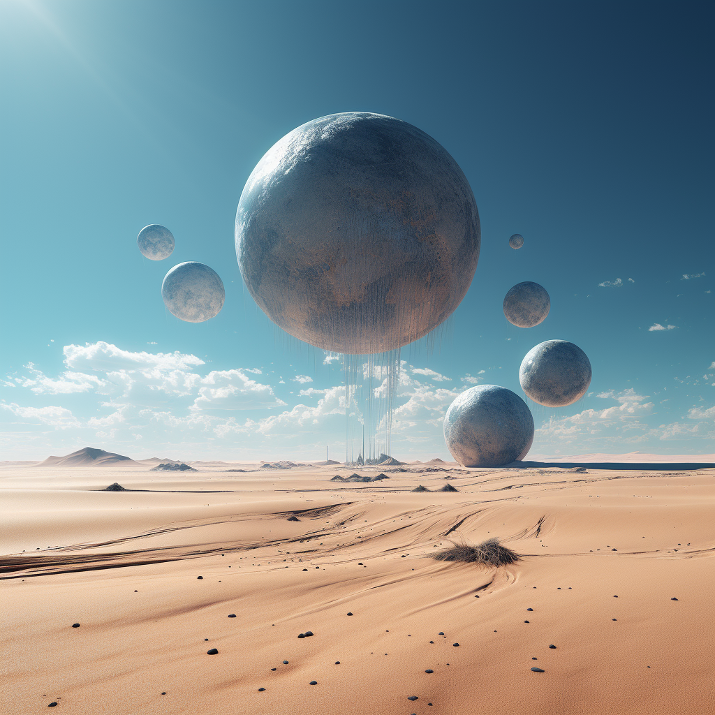 Empty planet with sand and moons