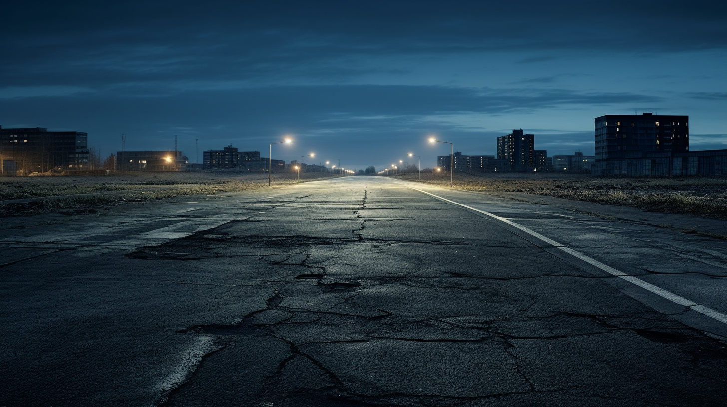 Empty street with skyline in Germany