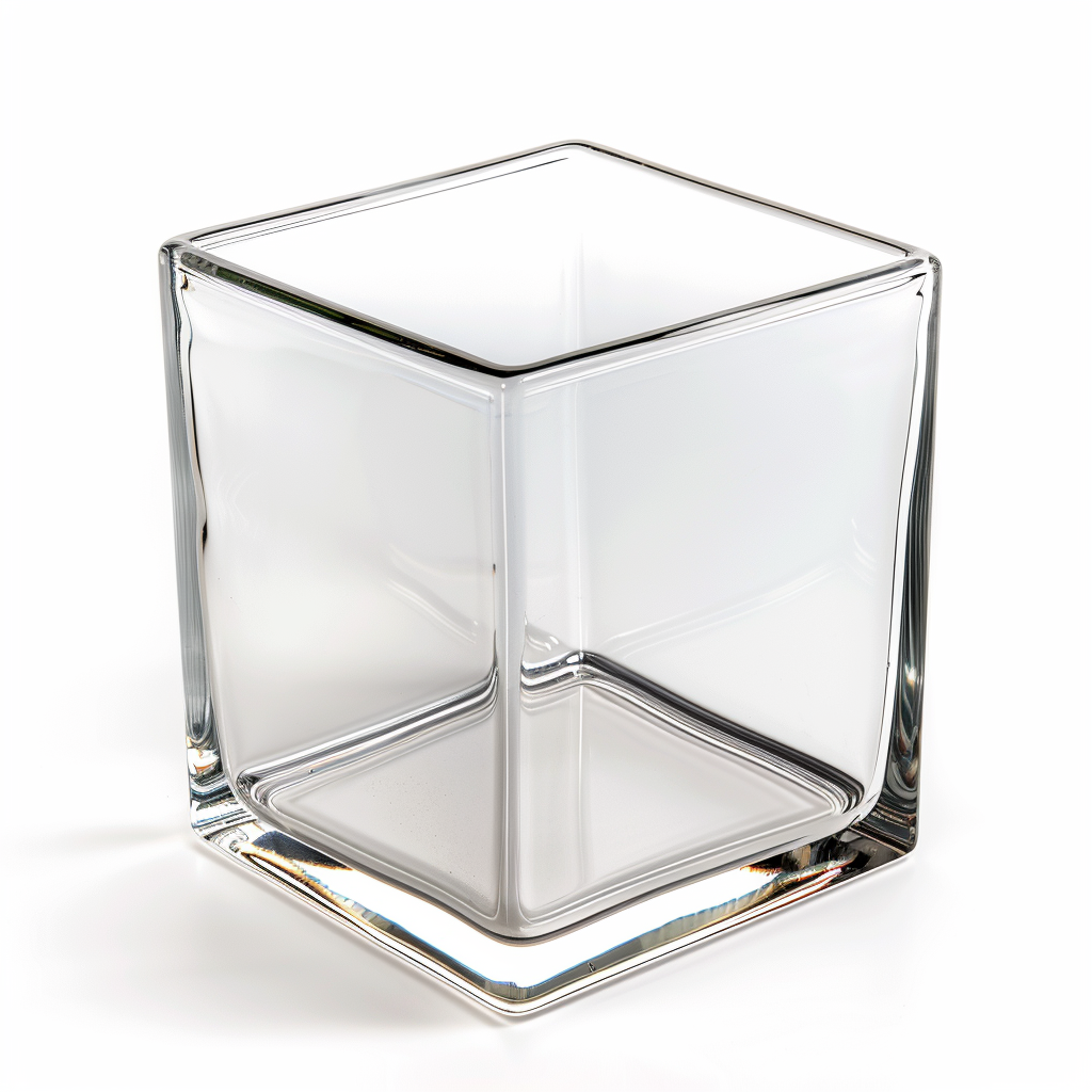 Empty Glass Cube White Background