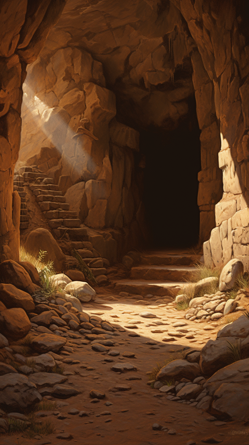 Hidden empty tomb stock photo