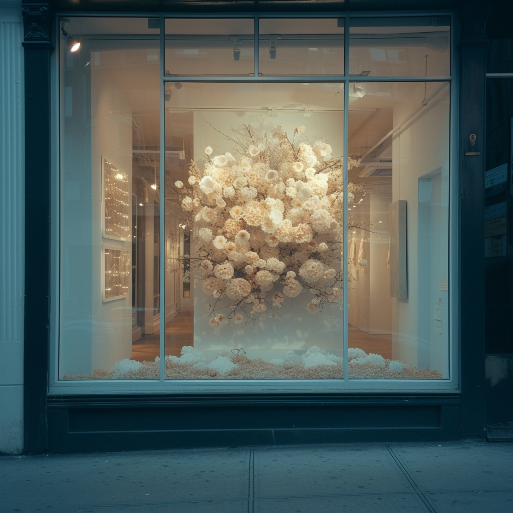 Empty Vitrine Store Soho Floral Installation