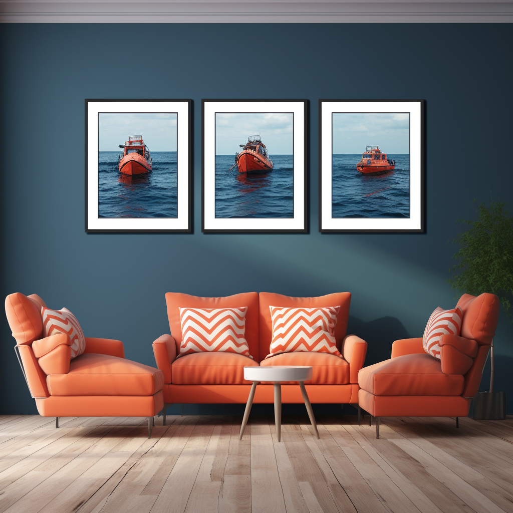 Coast Guard Themed Empty Wall with Frames