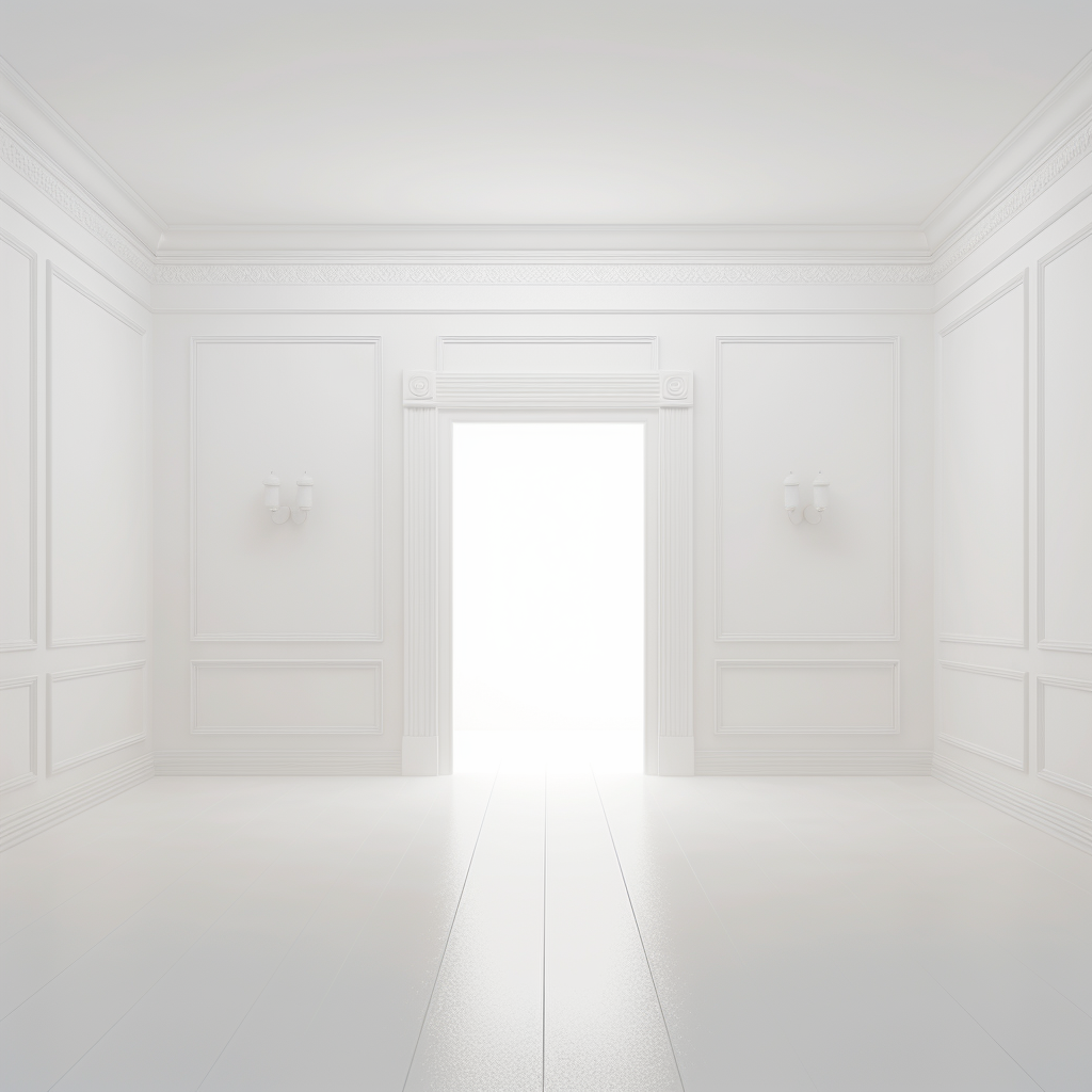 Spacious empty white room with minimalist decor