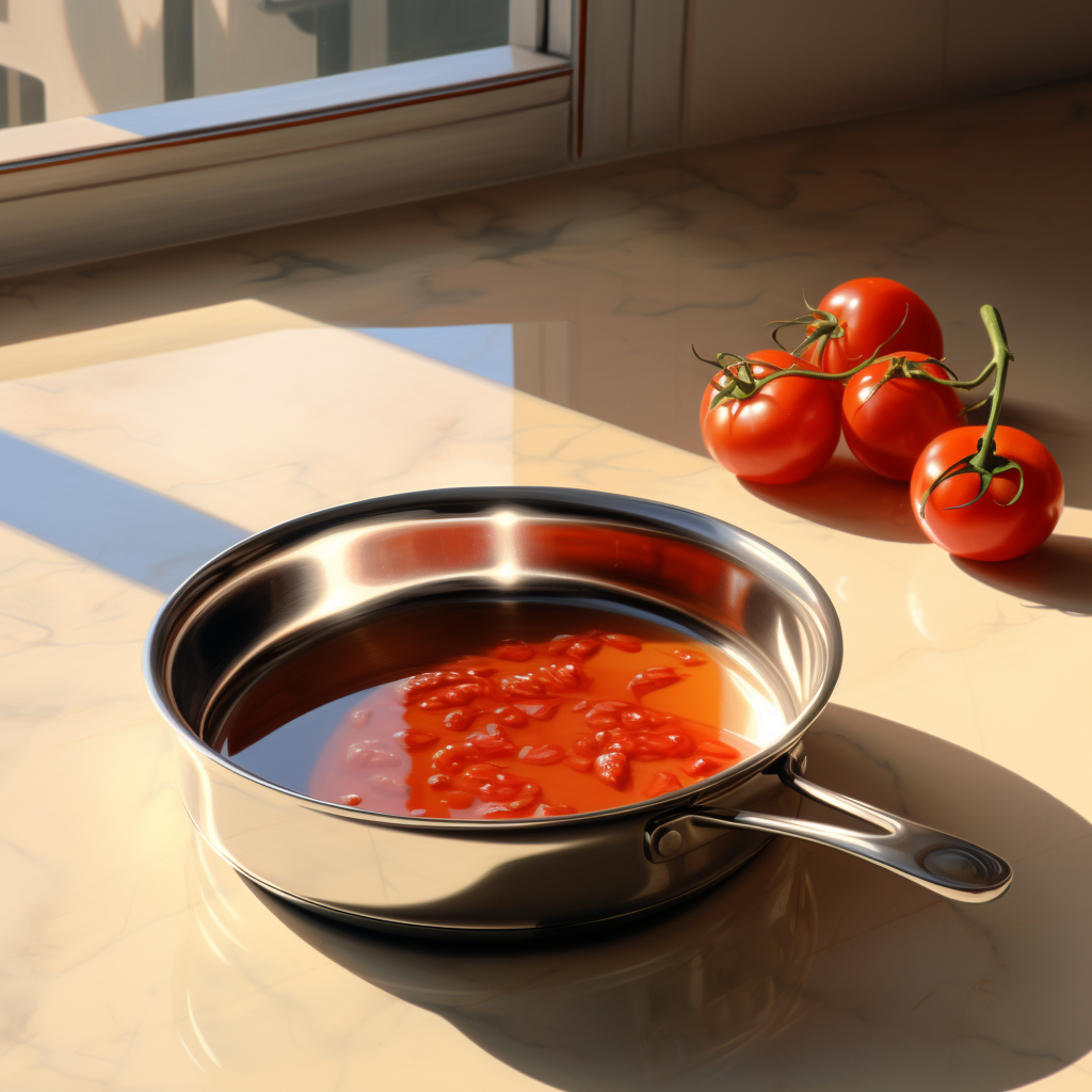 Empty pan with tomato and pepper