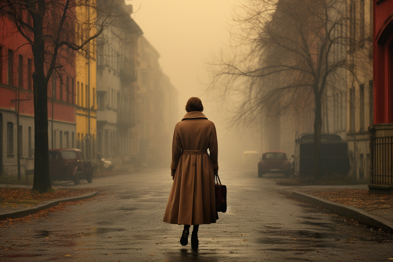 Woman Walking in 1920s Berlin Street