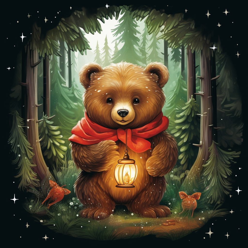 Festive Christmas bear in the forest