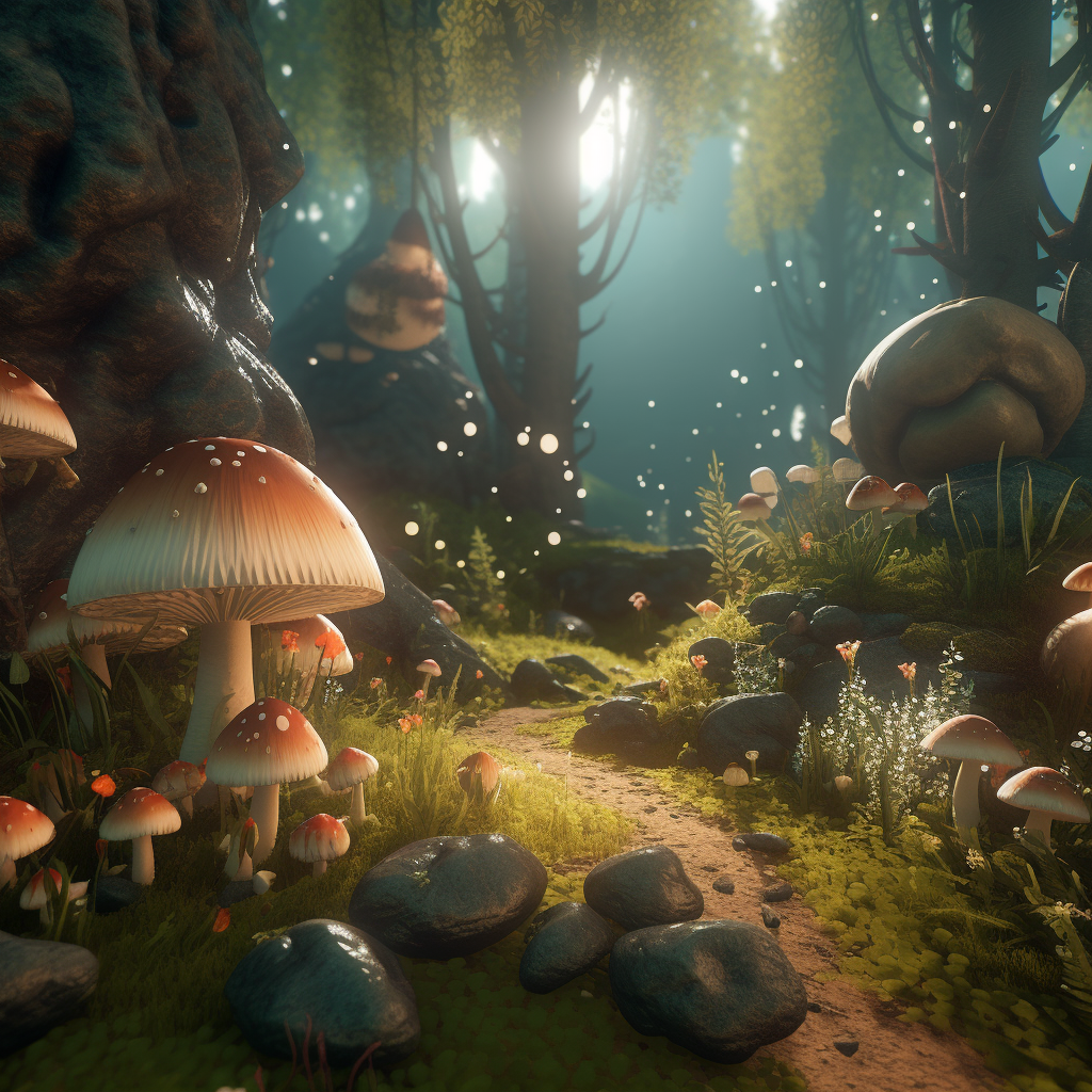 Beautiful enchanted forest scenery in 4k 3D