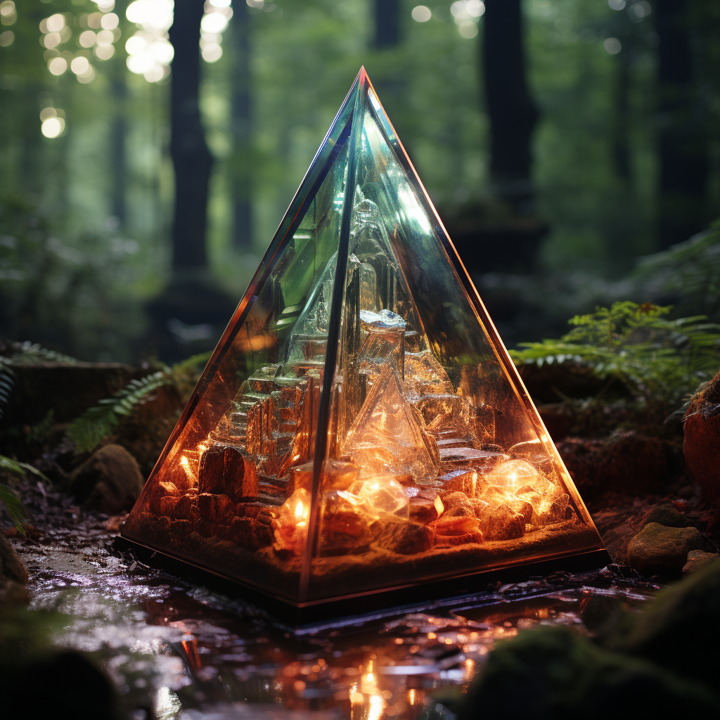 Phantasmal iridescent prism in enchanted forest