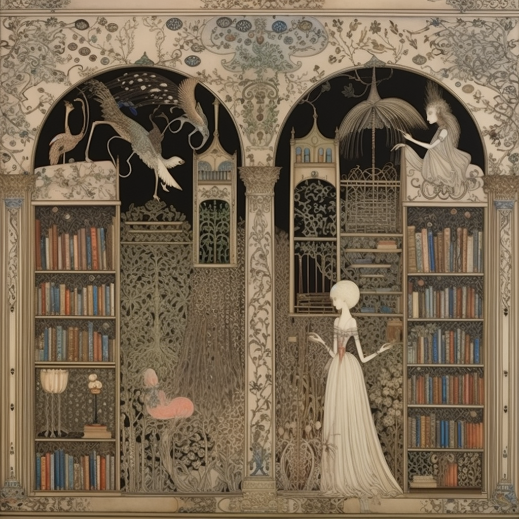 Illustration of an Enchanted Library