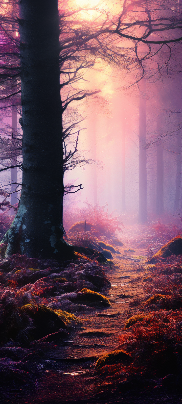 Enchanted misty forest photo realistic