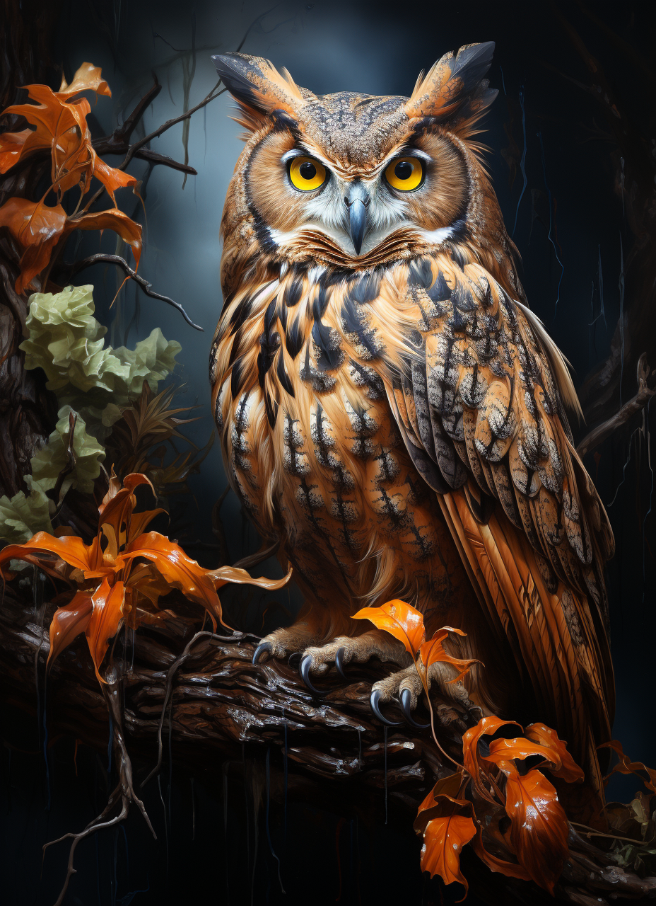 Coloring image of wise old owl