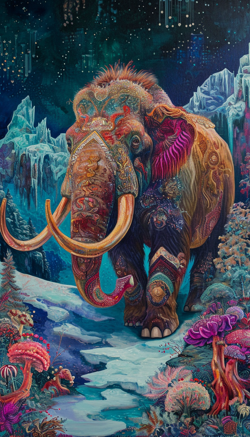 Enchanted Glacier Mammoth Patterns Painting