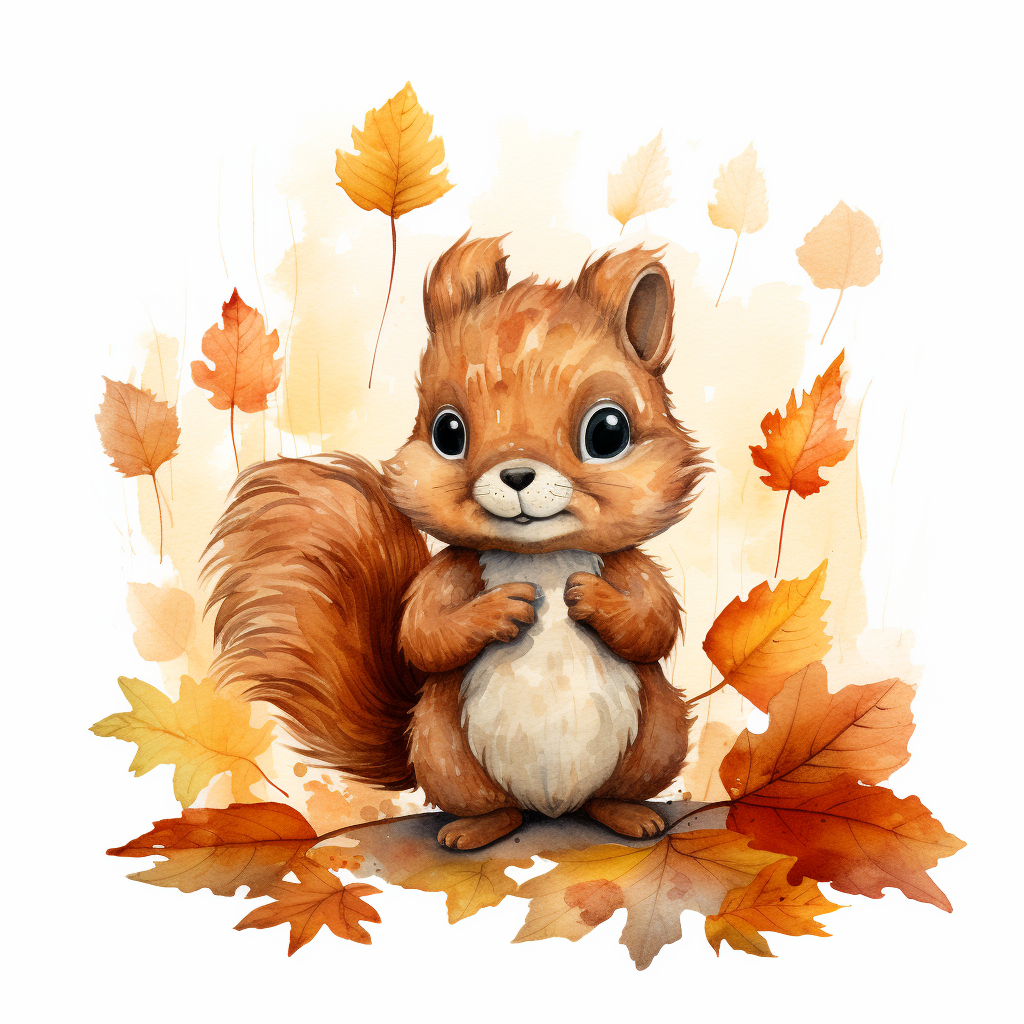 Enchanting woodland creature with autumn leaves