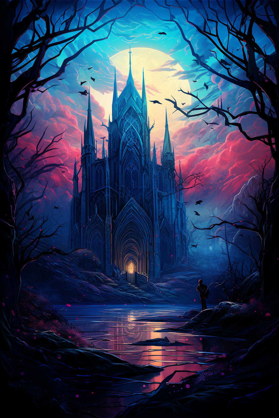 Vibrant whimsical gothic painting ?