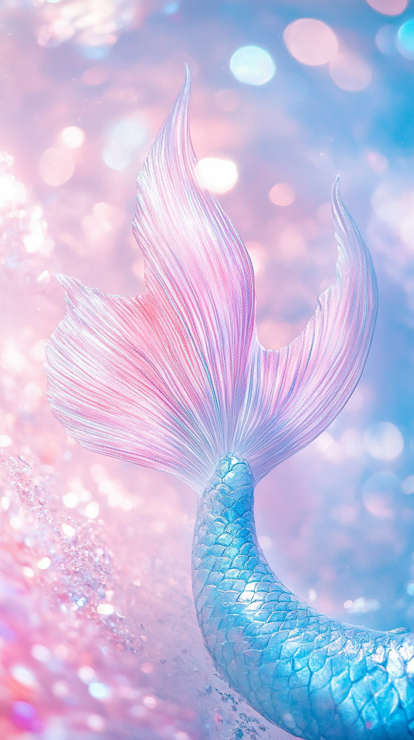 Mermaid tail on pastel background