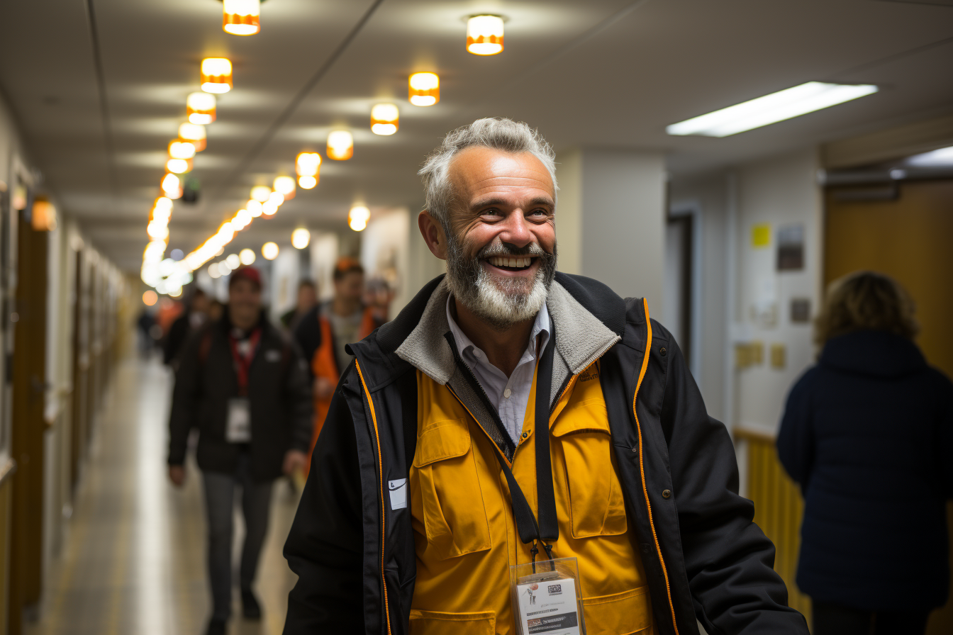 Energy Efficiency Contractor and Hotel Manager Smiling