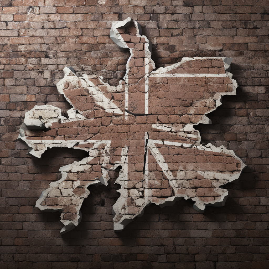 Brick wall surrounding England map