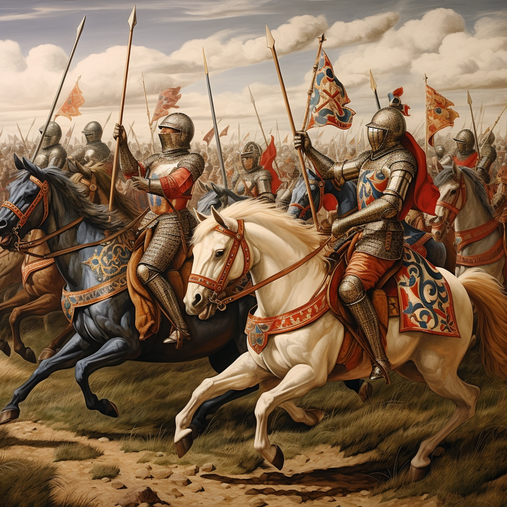 English knights charging from left