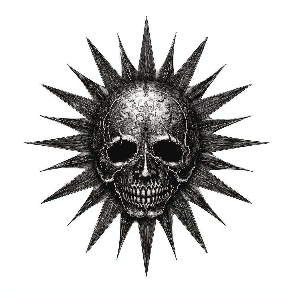 Black and white engraved hermetic sun