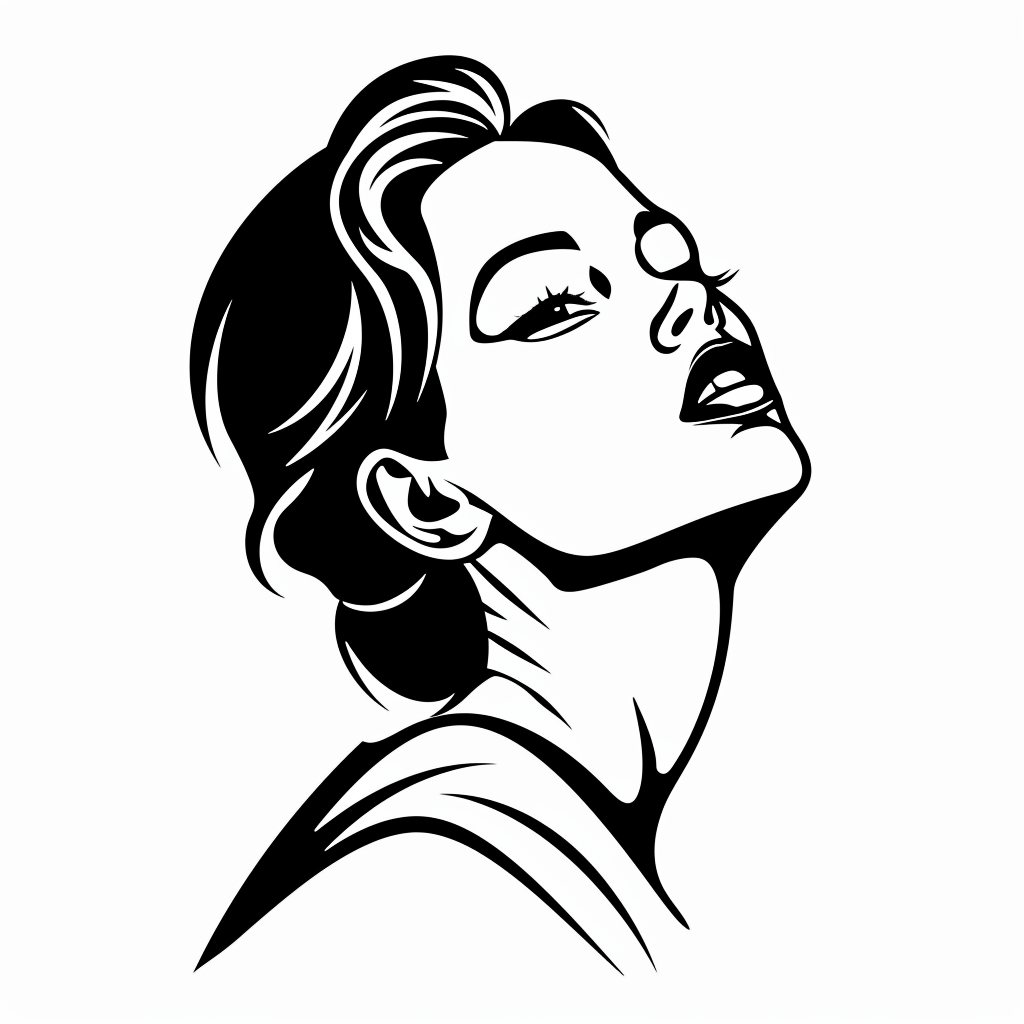 Engraved Woman Portrait in Minimalist Style