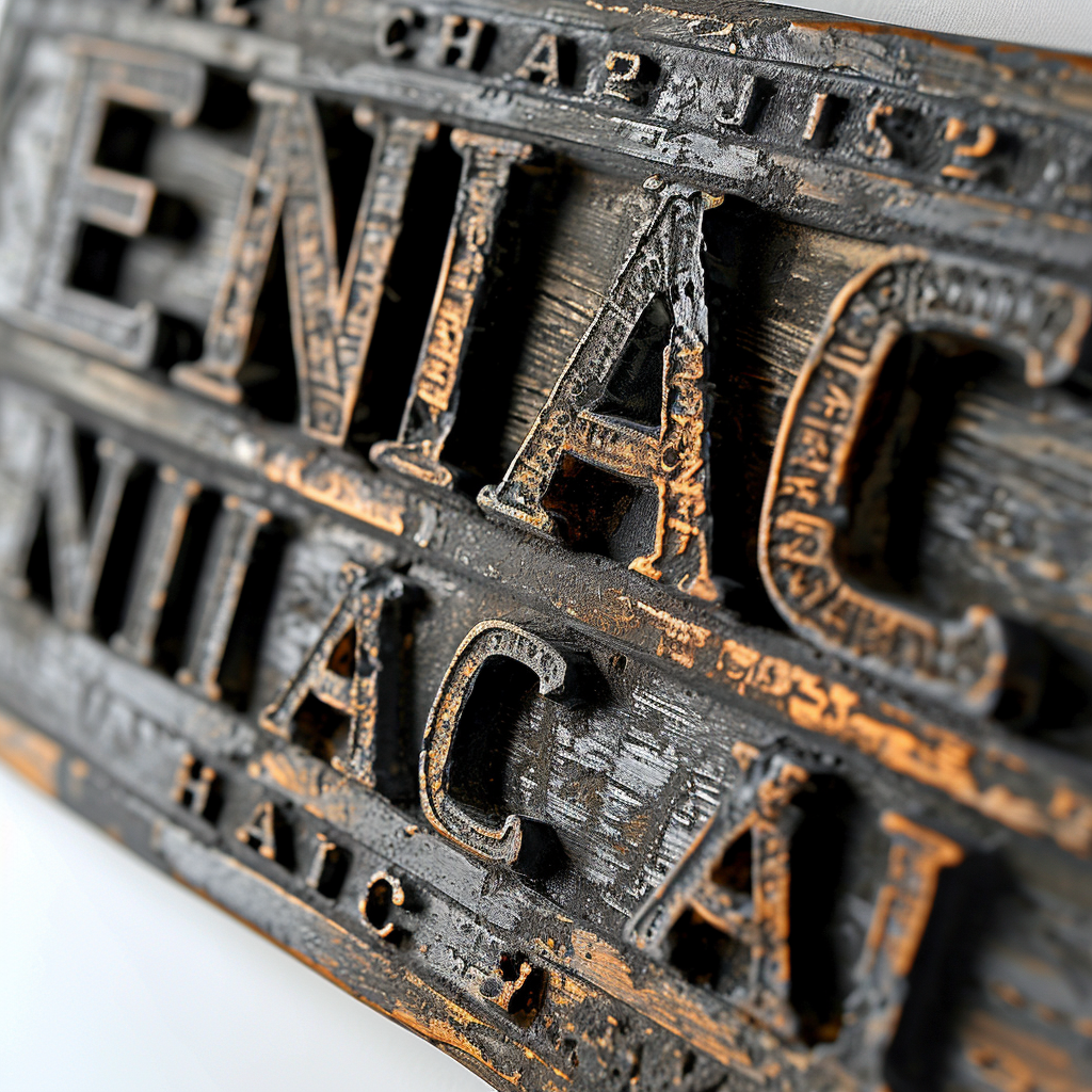 ENIAC AI  engraved and lighted up on white background