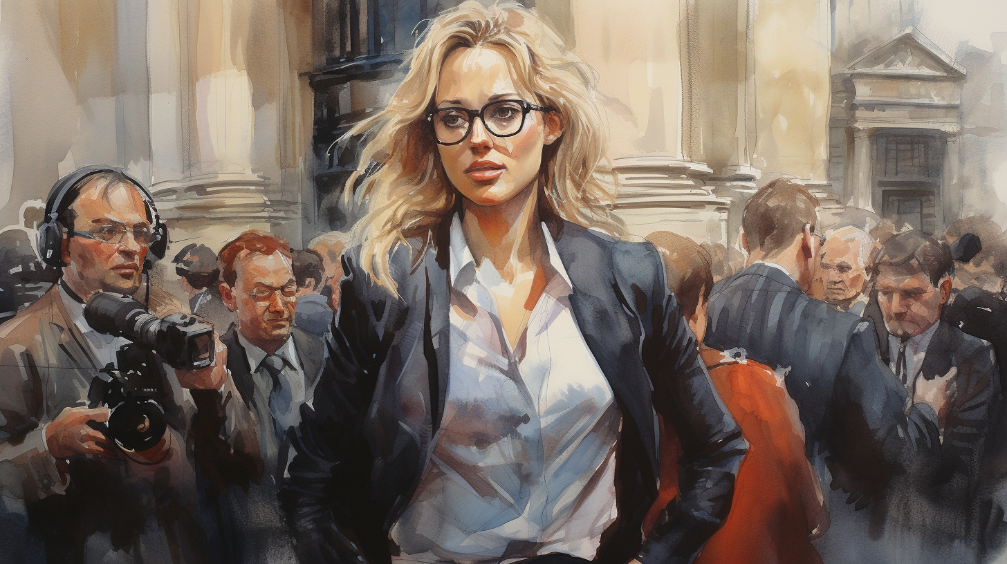 Enki Bilal Style Image of a Beautiful Businesswoman in London