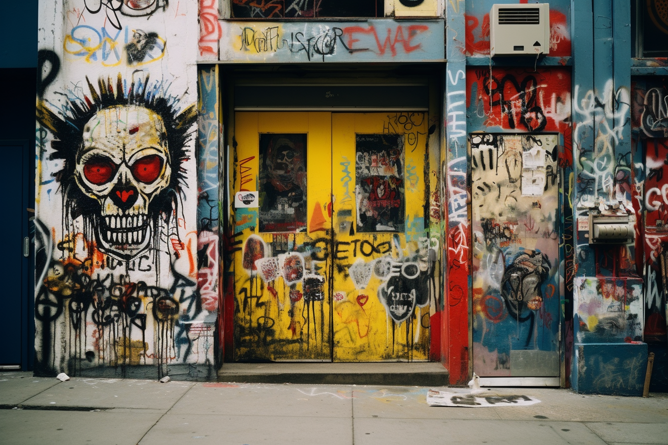 Art gallery entrance with people