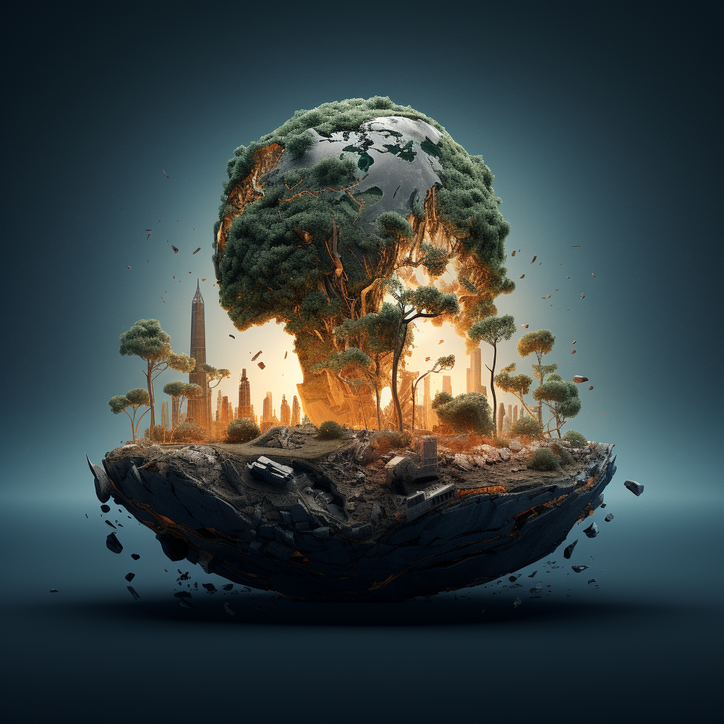 Digital art depicting environmental extinction