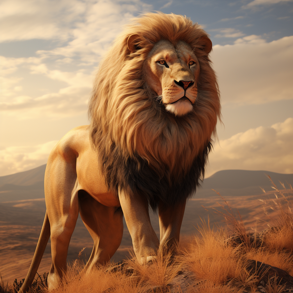 Magnificent lion in photorealistic artwork