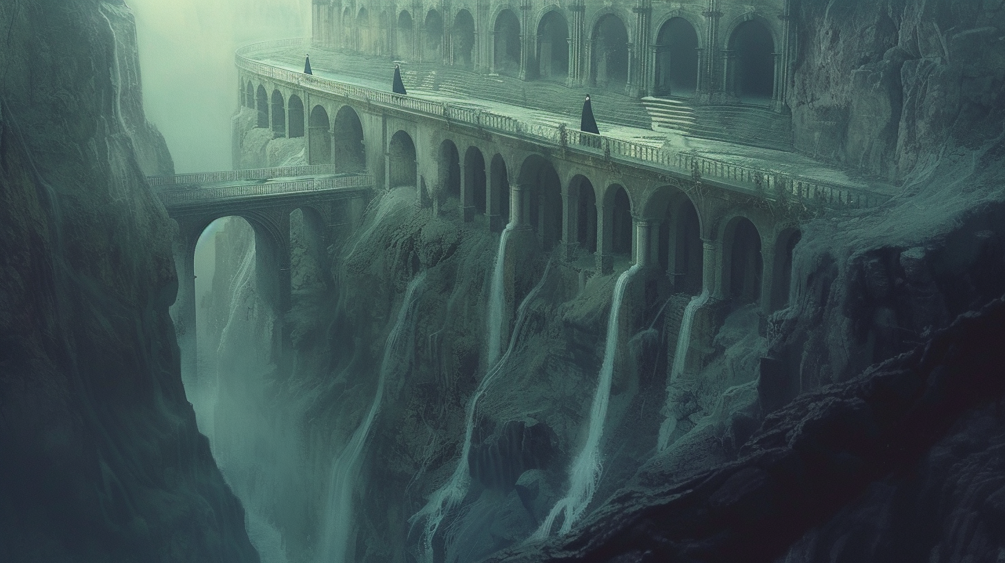 Gigantic Coliseum on Stone Cliff Illustration