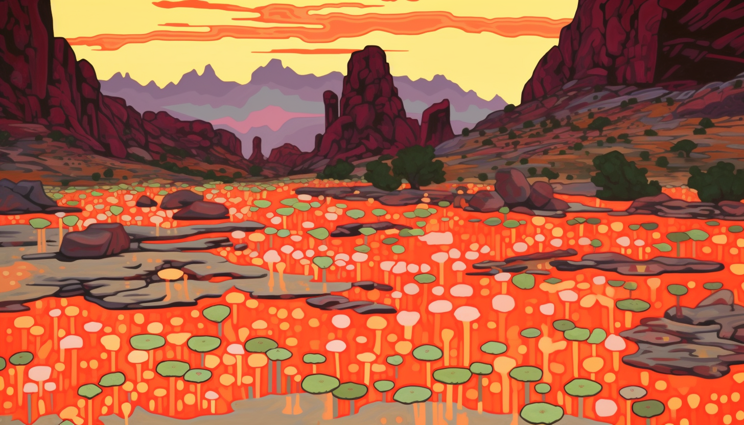 Awe-inspiring desert sunset with vibrant plants and cacti