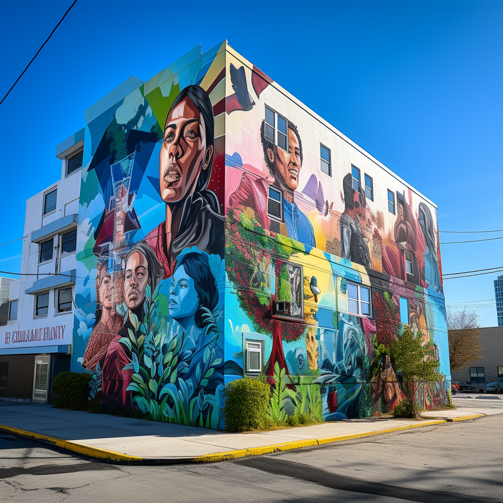 Vibrant mural promoting equality and sustainability