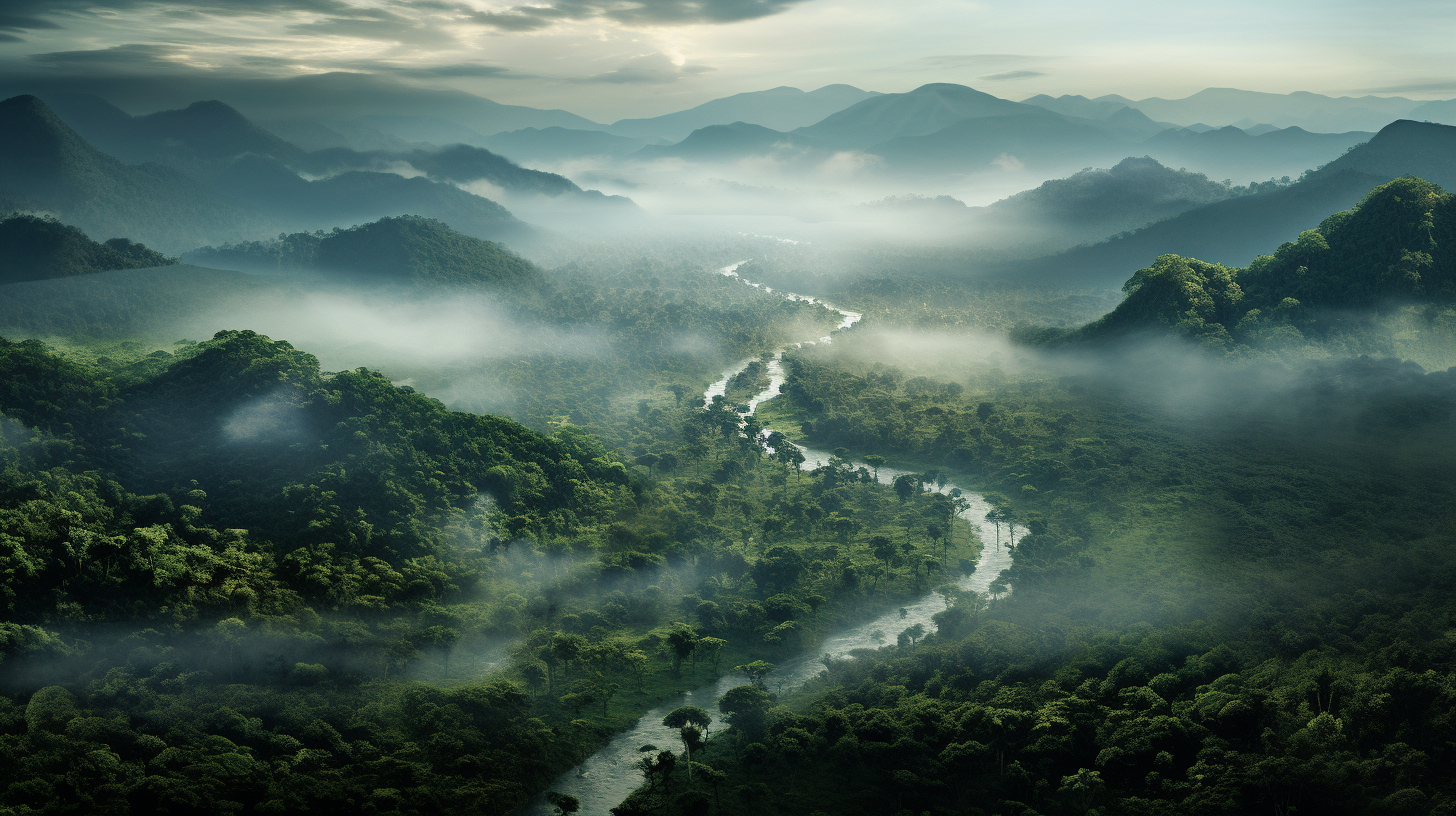 Aerial view of African equatorial jungles