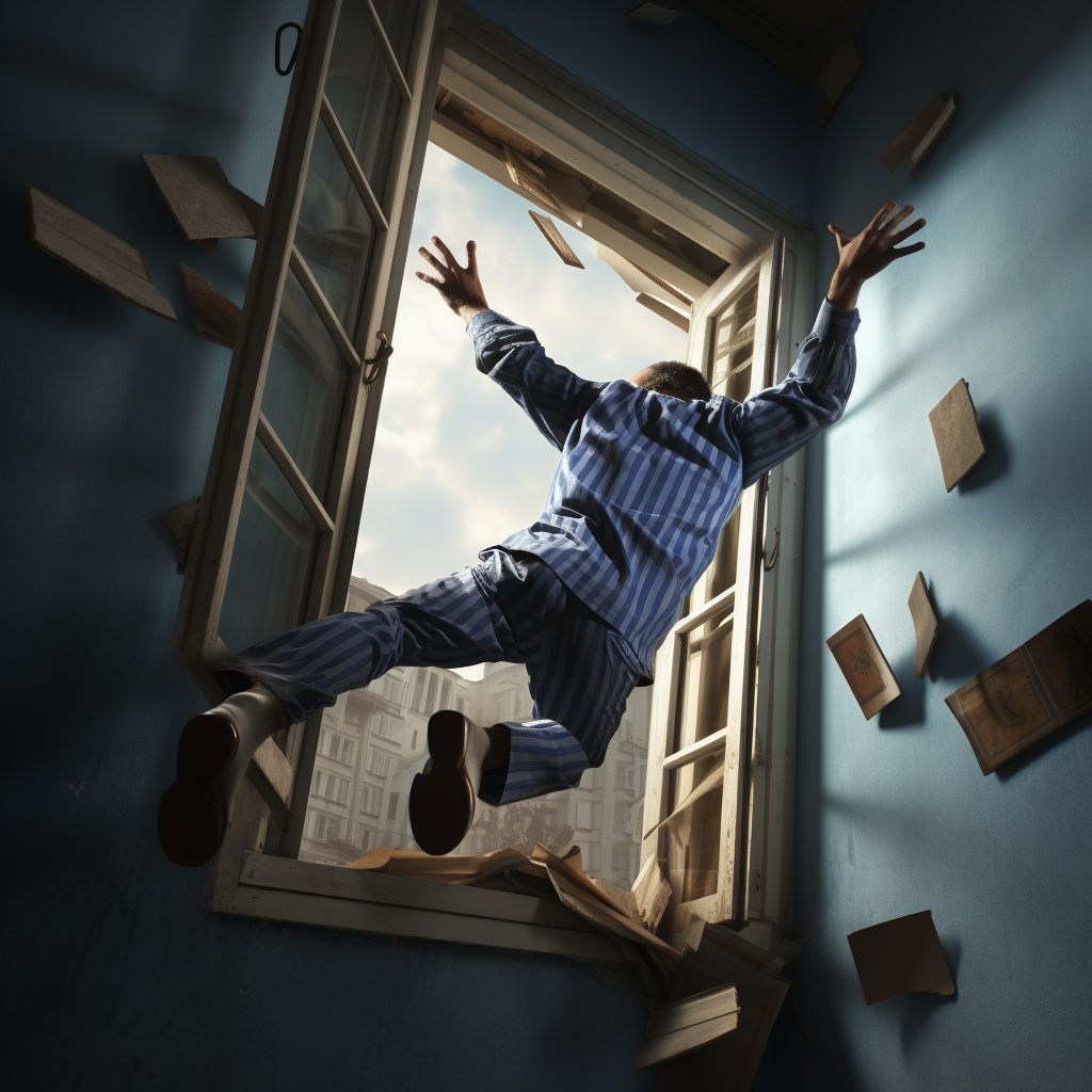 Prisoner escaping through window using absailing technique