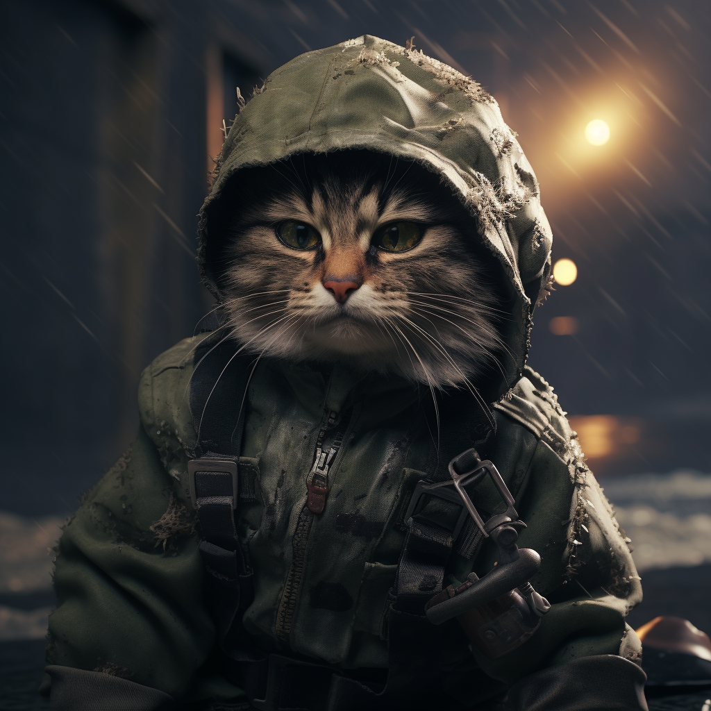 Hilarious Scav Cat Image Smoking and Fishing